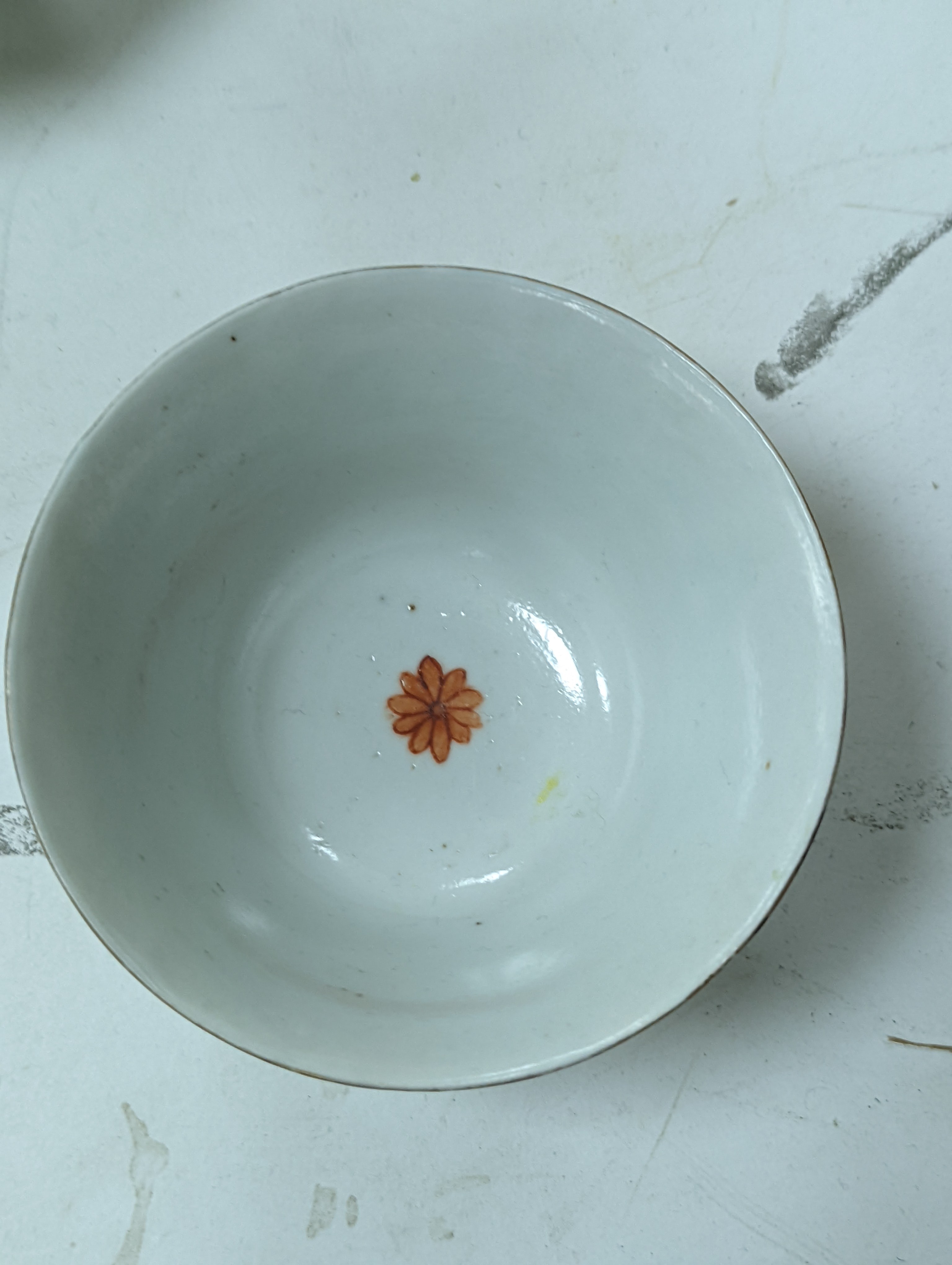 A group of Chinese porcelain, 19th /20th century, to include a pair of yellow ground bowls, 10.8 cm diameter, a blue and white vase, Xuande mark, a similar bowl and vase, and a champleve enamel bronze koro and cover